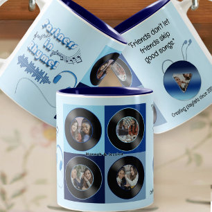 Süßes blaues Vinyl-Musik-Geschenk für beste Freund Zweifarbige Tasse