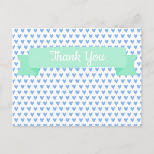 Süßes Blauherzen-Muster Danke für die Babyparty Postkarte