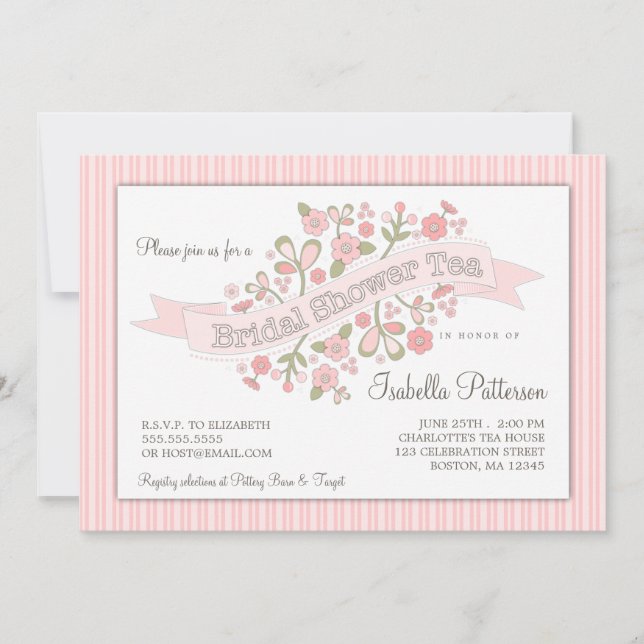 Süßes Blume Brautparty Tee Party Einladung (Vorderseite)