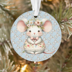 Süßes Blumen-Maus-Kleid Blumenkrone Ornament