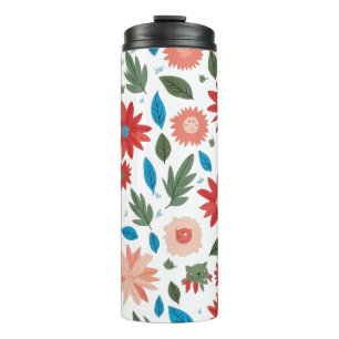 Süßes Blumen-Tier-Muster - Fröhliche Kinder & Zuha Thermosbecher