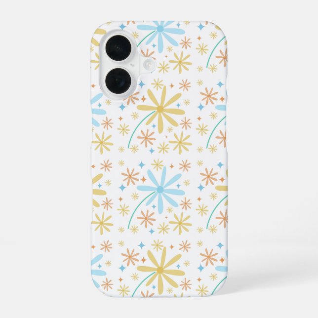 Süßes Blumenmuster-Design iPhone 16 Hülle (Rückseite)