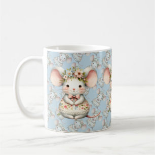 Süßes Blumiges Mauskleid Blumenkrone Kaffeetasse
