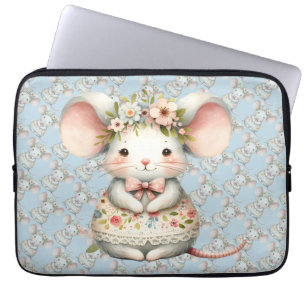 Süßes Blumiges Mauskleid Blumenkrone Laptopschutzhülle