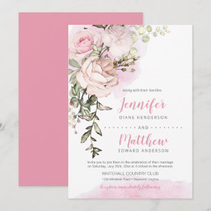 Süßes-Blush-Blumen-Tropfen-Hochzeit Einladung