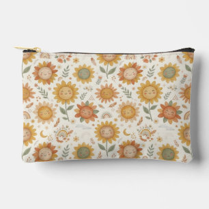 Süßes Boho-Sonnenblumen-Sonne- und Regenbogen-Naht Zubehörtasche