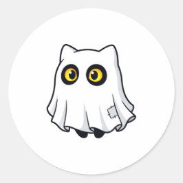 Süßes Boo-Geist-Katzen-Halloween-Kostüm-Aufkleber Runder Aufkleber