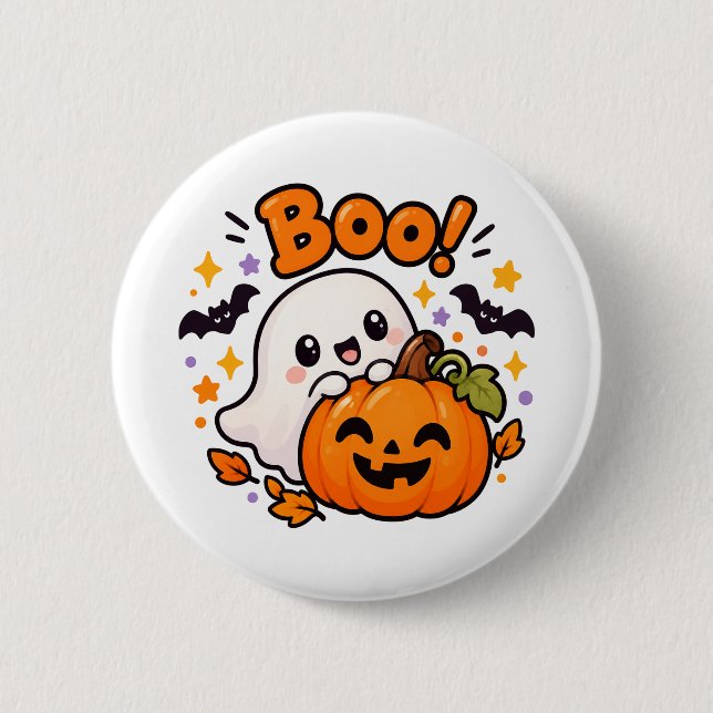 Süßes Boo-Geist-Kürbis-Halloween-Button Button (Vorderseite)