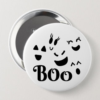 Süßes BOO Schwarz-Weiß-Halloween-Gespenst Button