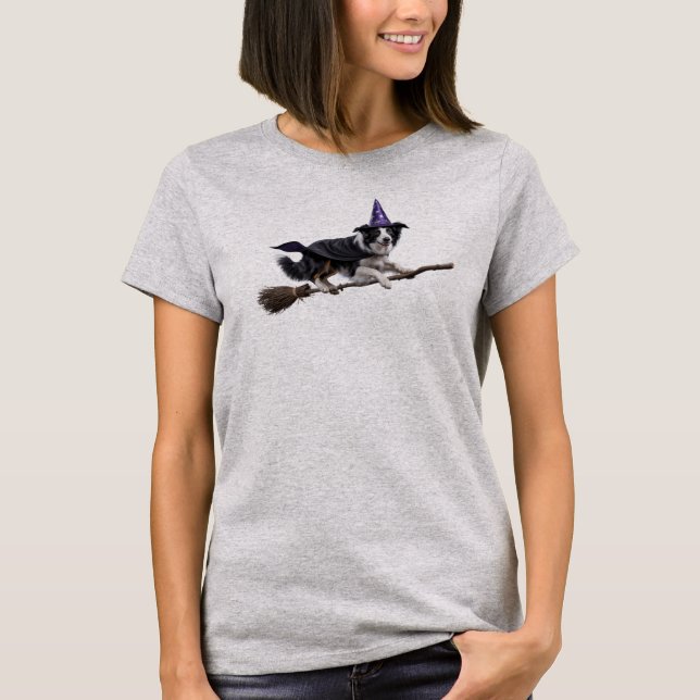 Süßes Border Collie Hexen T-Shirt (Vorderseite)