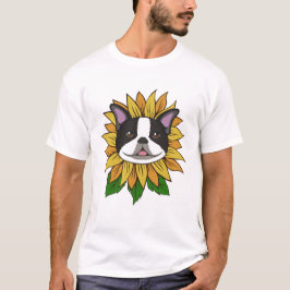 Süßes Boston Terrier-Hundefoto auf Sonnenblume T-Shirt