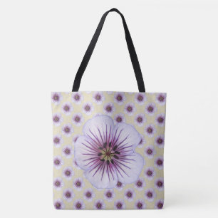 Süßes botanisches Blumenblau auf irgendeiner Far Tasche
