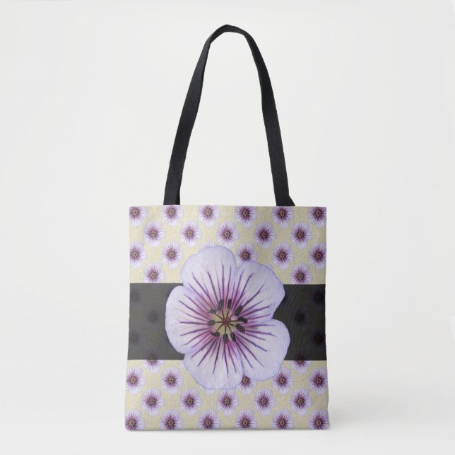 Süßes botanisches Blumenblau auf irgendeiner Farbe Tasche (Vorderseite)