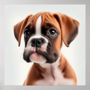 Süßes Boxer-Welpen-Hund-Porträtposter Poster