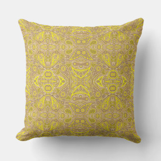 Süßes braun-gelbes Paisley-Muster Kissen