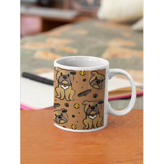 Süßes braunes Bulldoggen-Muster personalisiertes G Kaffeetasse