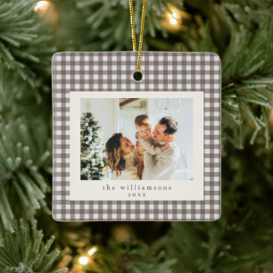 Süßes braunes Gingham-Karo-Design mit individuelle Keramikornament