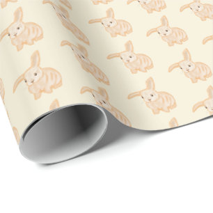 Süßes braunes Kaninchen - transparent auf Beige. Geschenkpapier