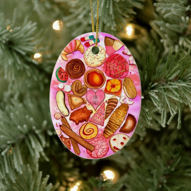 Süßes Brot mexikanischer Pan Dulce Keramik Ornament (Baum)