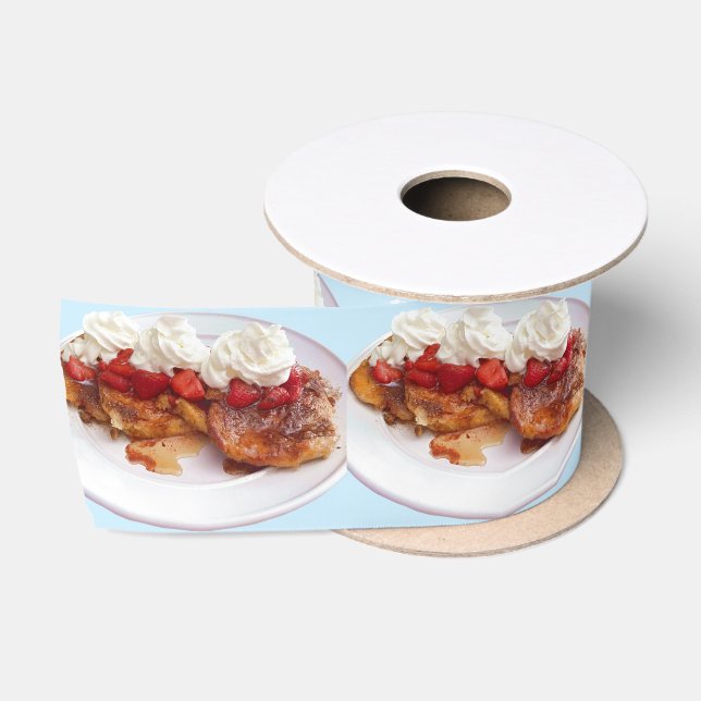 Süßes Brot mit Erdbeeren und Sahne Satinband (Spule)