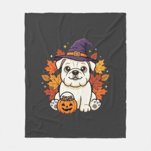 Süßes Bulldogge Halloween-Kürbis-Hund-Design_1 Fleecedecke