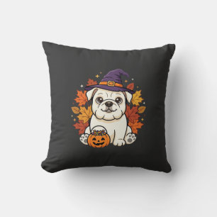 Süßes Bulldogge Halloween-Kürbis-Hund-Design_1 Kissen