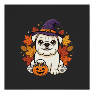 Süßes Bulldogge Halloween-Kürbis-Hund-Design_1 Poster