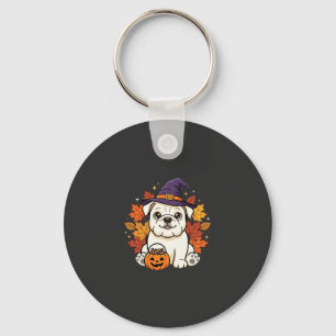 Süßes Bulldogge Halloween-Kürbis-Hund-Design_1 Schlüsselanhänger