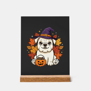 Süßes Bulldoggen-Halloween-Kürbis-Hund-Design_1 Acrylschild