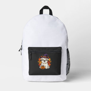 Süßes Bulldoggen-Halloween-Kürbis-Hund-Design_1 Bedruckter Rucksack