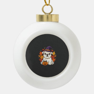 Süßes Bulldoggen-Halloween-Kürbis-Hund-Design_1 Keramik Kugel-Ornament