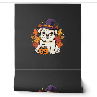 Süßes Bulldoggen-Halloween-Kürbis-Hund-Design_1 Tapete