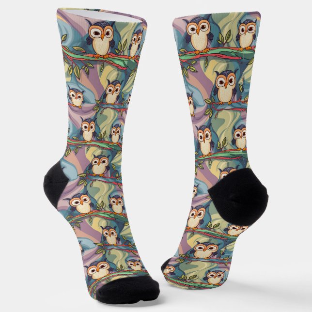 Süßes bunte Eulenmuster Socken (Gewinkelt)