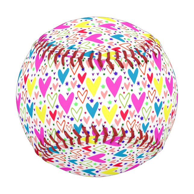Süßes bunter Herzen Muster Baseball (Vorderseite)