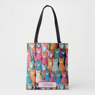 Süßes bunter Katzen Muster Tasche