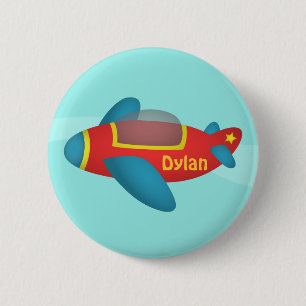 Süßes buntes Flugzeug Jet für Kinder Button