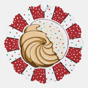 Süßes Buon Natale Weihnachtsplätzchen Rot Weiß Str Ornament Karte