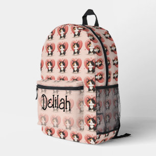 Süßes Calico-Katze-Herz-Valentinstag-Design Bedruckter Rucksack