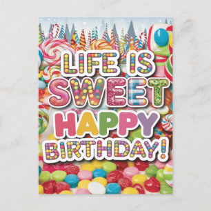 Süßes Candyland-Geburtstagsdesign – Lustig & Bunt Postkarte