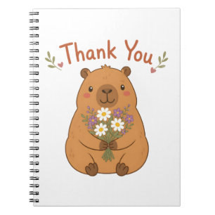 Süßes Capybara-Dankeschön-Wildblumen-Notizbuch Notizblock