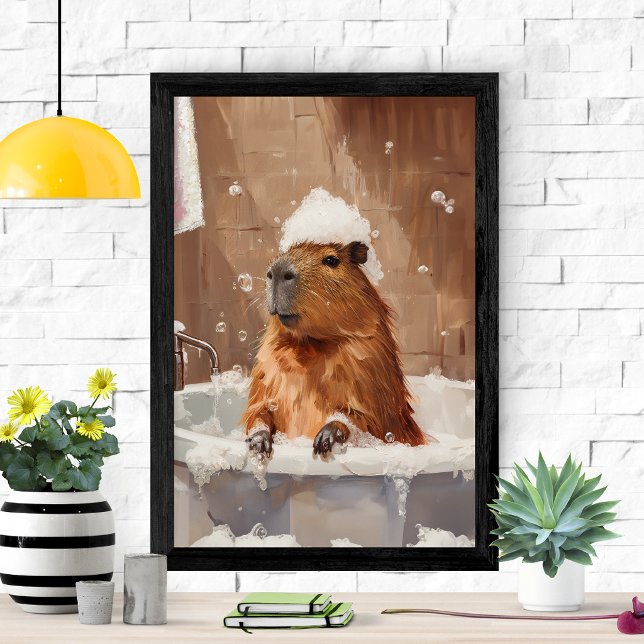 Süßes Capybara in Badewannenposter Poster (Von Creator hochgeladen)
