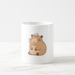 Süßes Capybara mit Gänseblümchen Kawaii Design Kaffeetasse