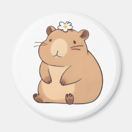 Süßes Capybara mit Gänseblümchen Kawaii Design Magnet