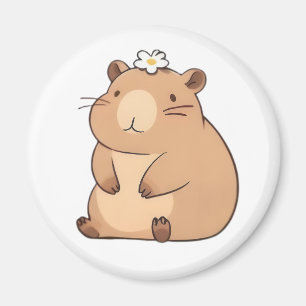 Süßes Capybara mit Gänseblümchen Kawaii Design Magnet