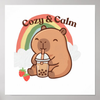 Süßes Capybara-Plakat für das Wohnzimmer Poster