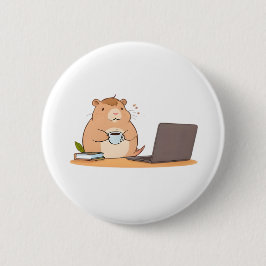 Süßes Capybara-Programmierer-Coffee-Laptop-Design Button