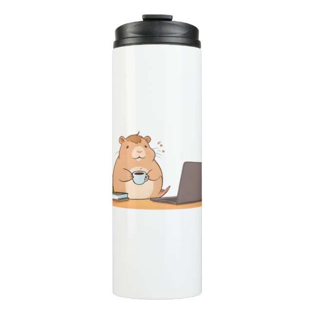 Süßes Capybara-Programmierer-Coffee-Laptop-Design Thermosbecher (Vorderseite)