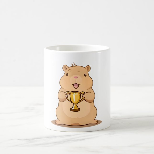 Süßes Capybara-Trophäengewinner Kawaii-Design Kaffeetasse (Mittel)