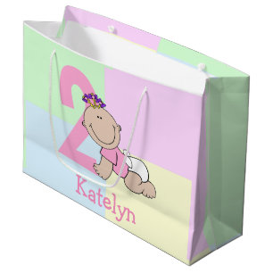 Süßes Cartoon-Baby-Mädchen 2. Geburtstag Große Geschenktüte