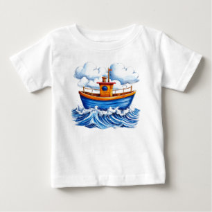 🚤 Süßes Cartoon-Boot-Baby-Abenteuer-Geschenk ✨ Baby T-shirt